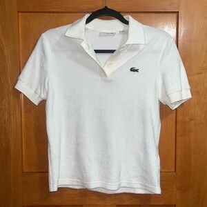 Lacoste White Slim Fit Collared Logo Women's Polo Shirt Size 34